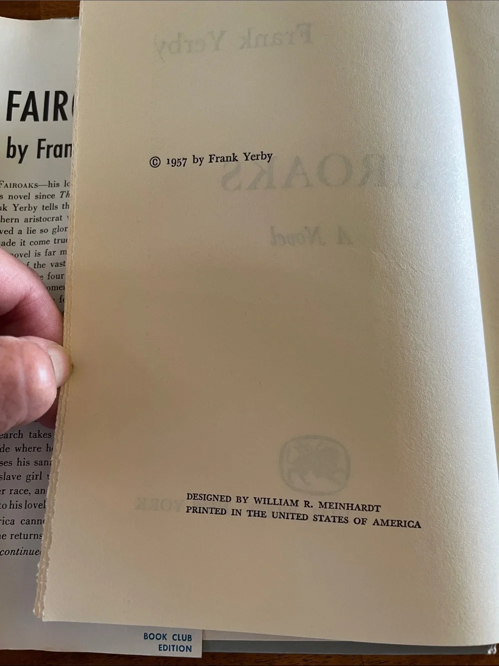 FairOaks by Frank Yerby HB/DJ) 1957 Vtg Novel Southern Plantation Book Club Ed.